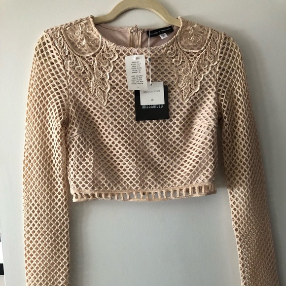 Carli Bybel x Missguided Mesh Embroidered Top NWT - Picture 2 of 10